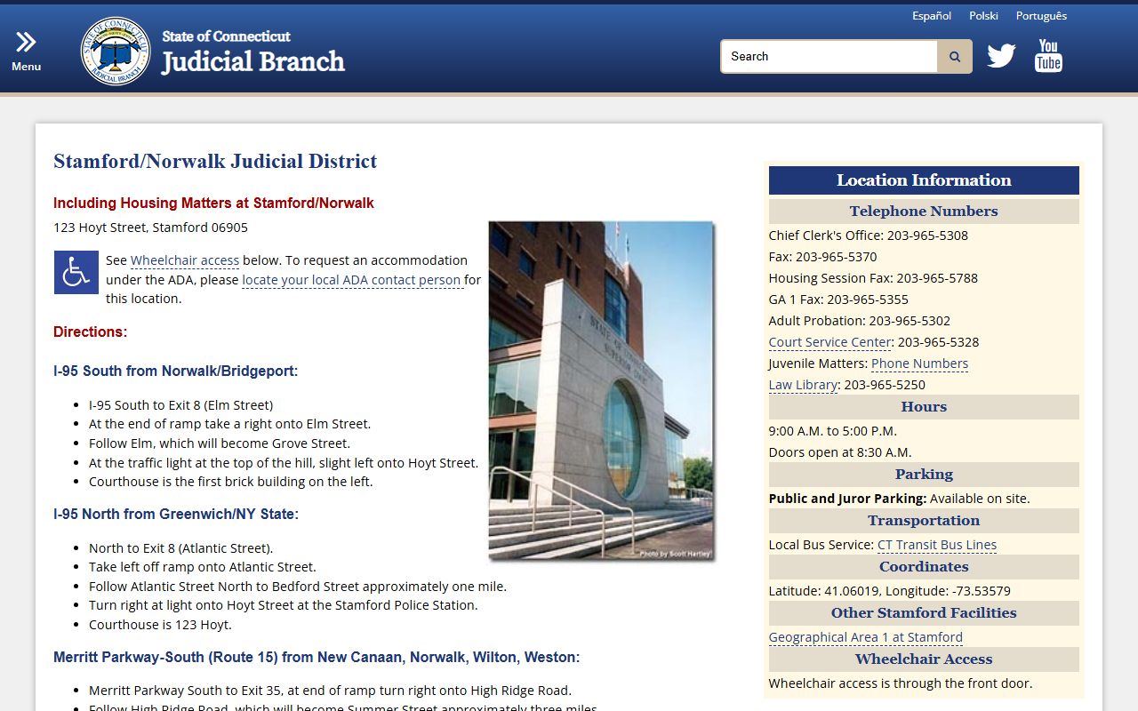 Fairfield County Superior Court in Stamford-Norwalk judicial district