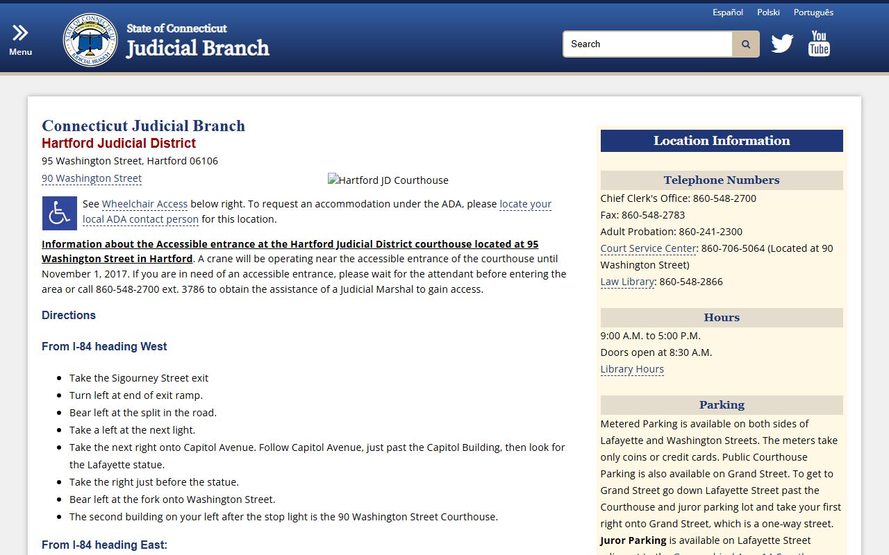 Hartford County Superior Court in Hartford judicial district