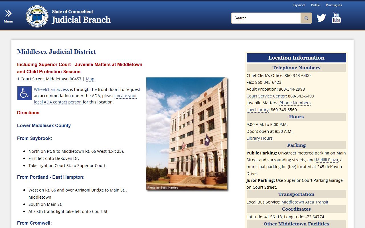 Middlesex County Superior Court in Middletown judicial district