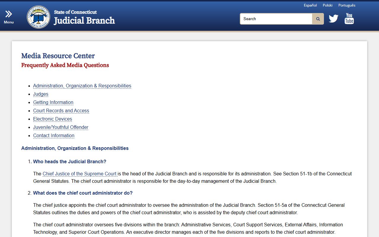 Connecticut media FAQs about court records access